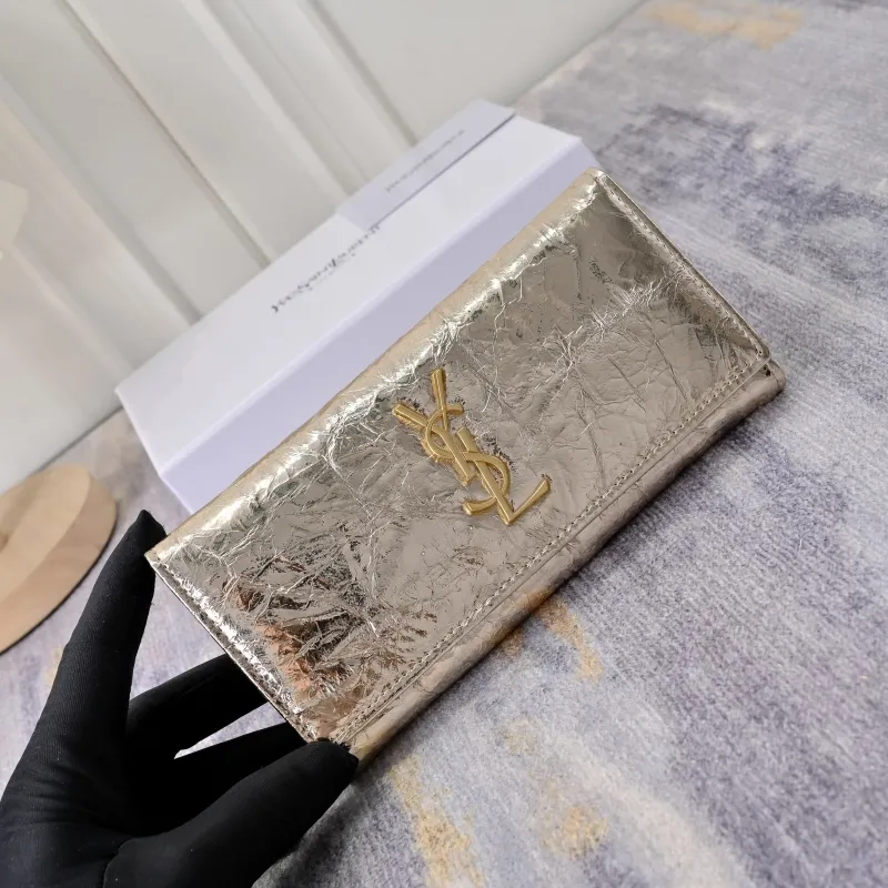 Alternative view of YSL Gold Metallic Long Wallet