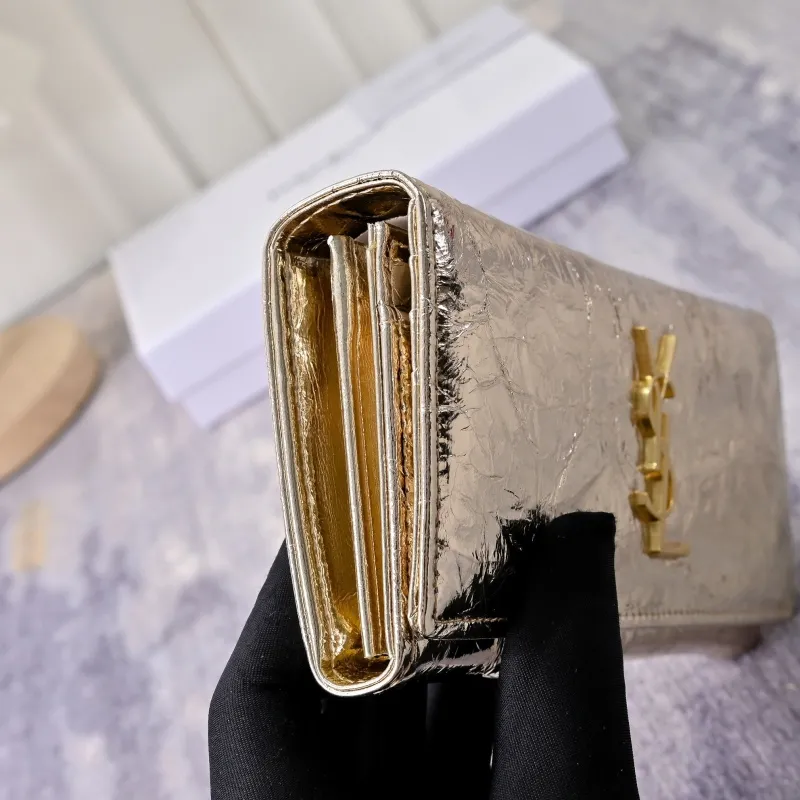 YSL Gold Metallic Long Wallet - Image 4