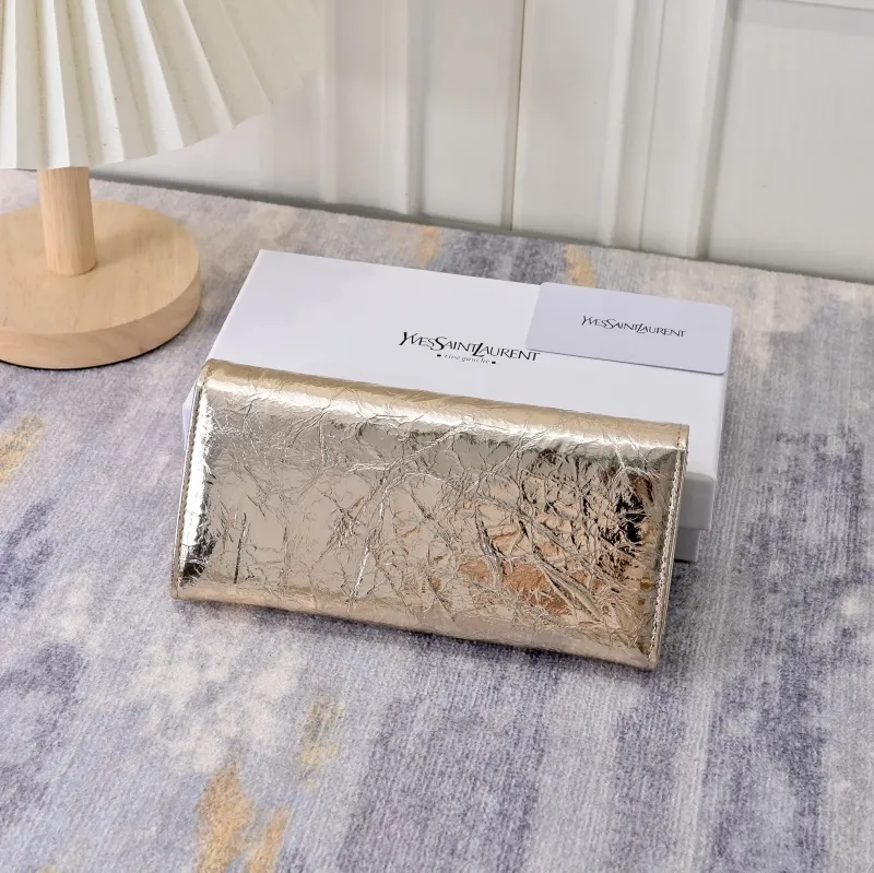 YSL Gold Metallic Long Wallet - Image 5