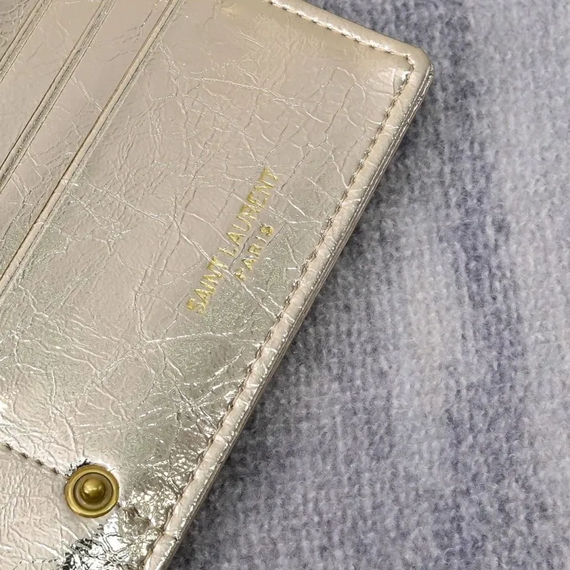 YSL Gold Metallic Long Wallet - Image 6
