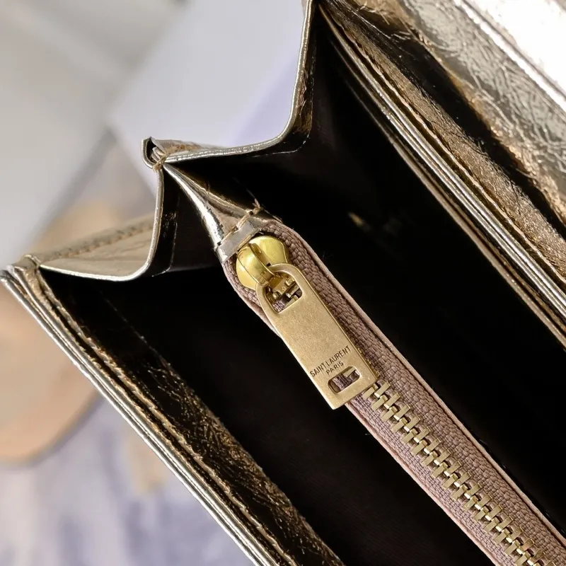 YSL Gold Metallic Long Wallet - Image 8