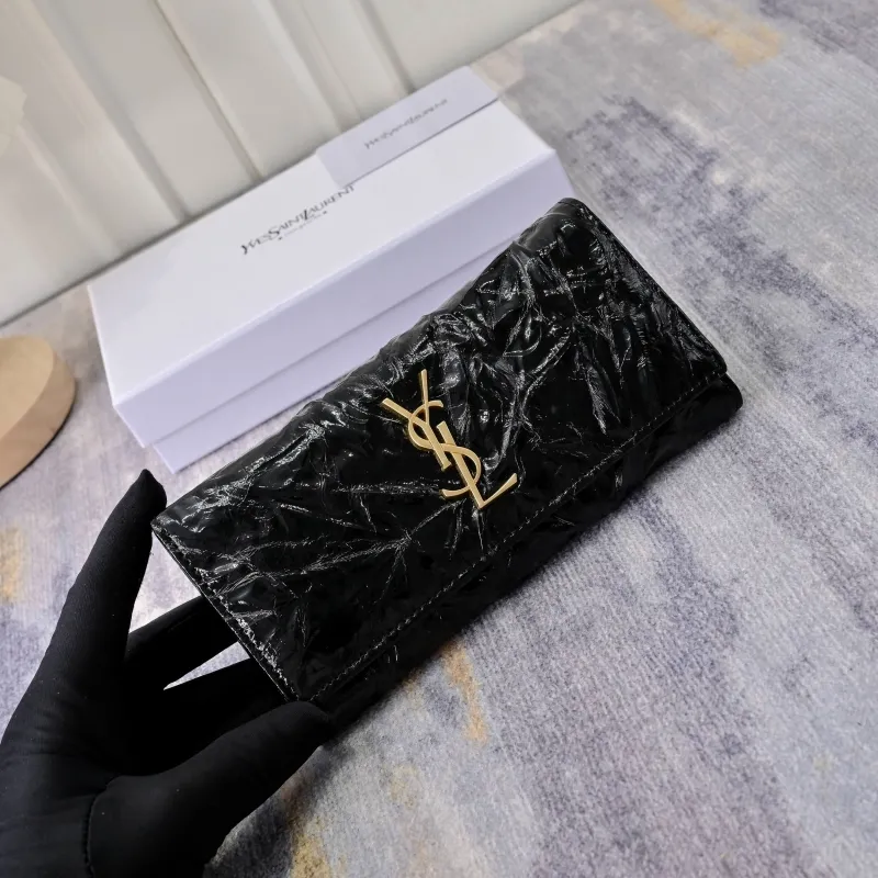 Alternative view of YSL Black Patent Leather Long Wallet