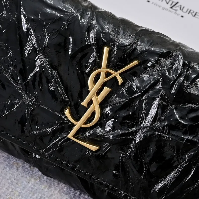 YSL Black Patent Leather Long Wallet - Image 3