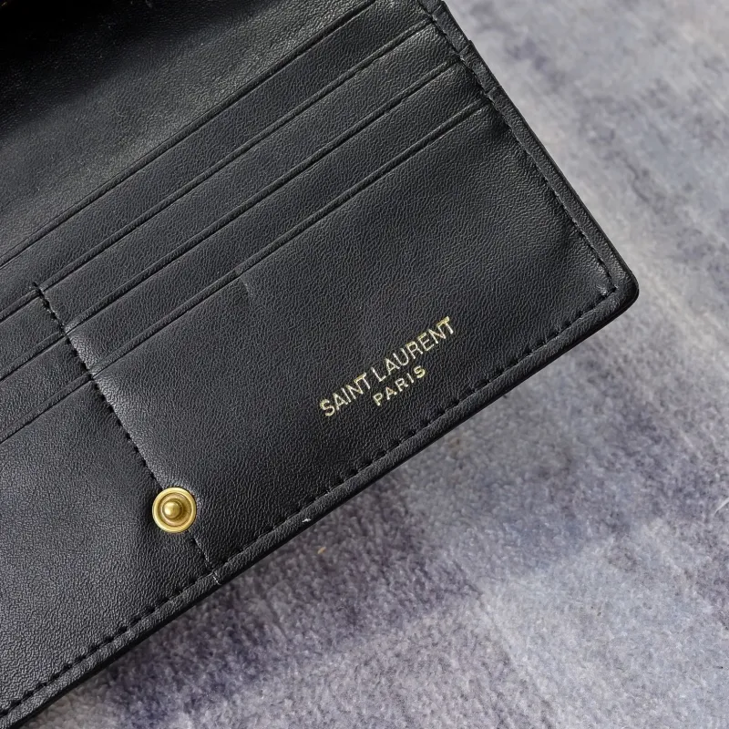 YSL Black Patent Leather Long Wallet - Image 6