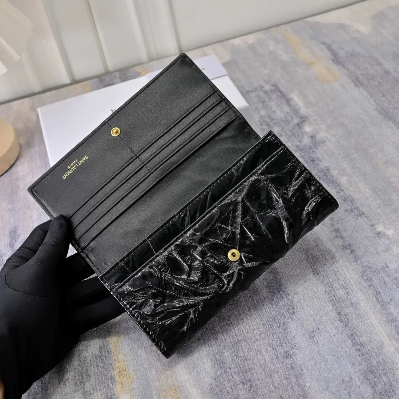 YSL Black Patent Leather Long Wallet - Image 7