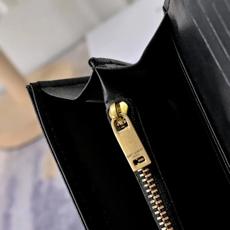 YSL Black Patent Leather Long Wallet - Image 8