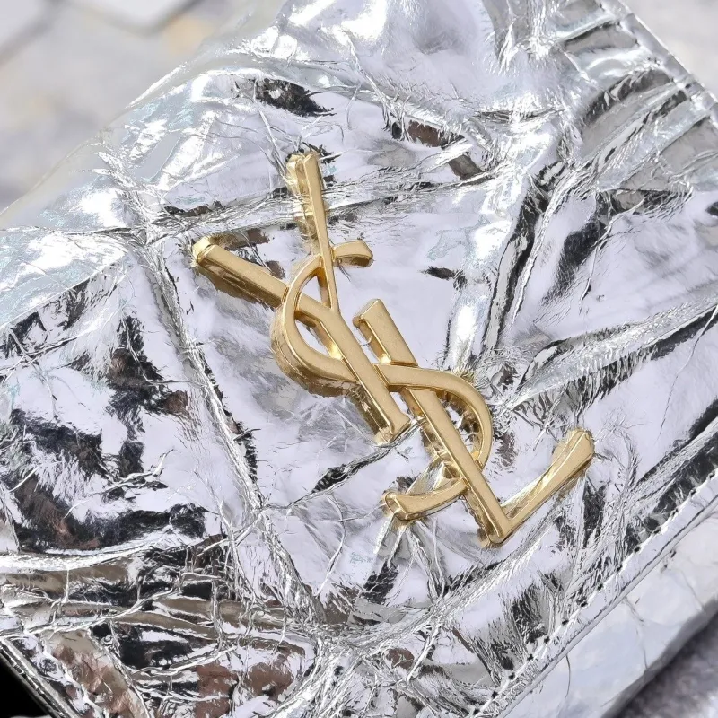 YSL Silver Metallic Bifold Wallet - Image 3