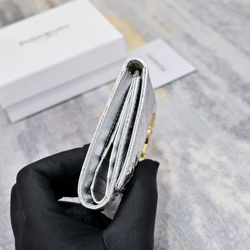YSL Silver Metallic Bifold Wallet - Image 5