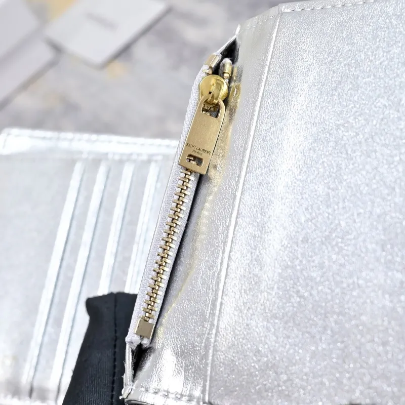 YSL Silver Metallic Bifold Wallet - Image 6
