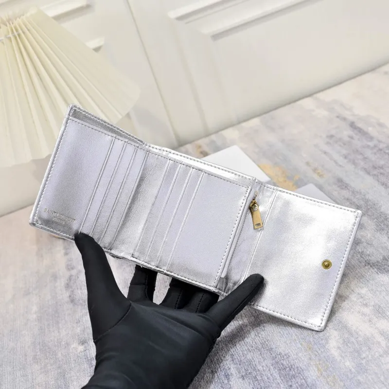 YSL Silver Metallic Bifold Wallet - Image 7