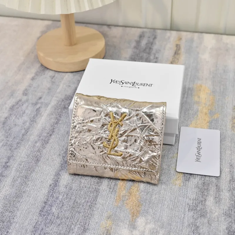 Alternative view of YSL Metallic Leather Trifold Wallet