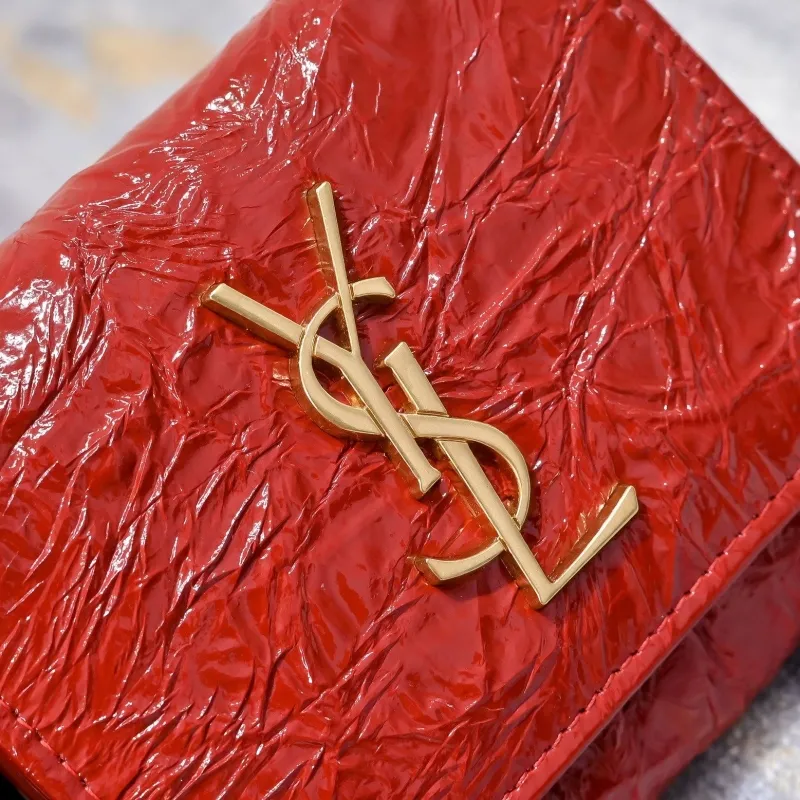 Yves Saint Laurent Red Leather Compact Wallet - Image 3