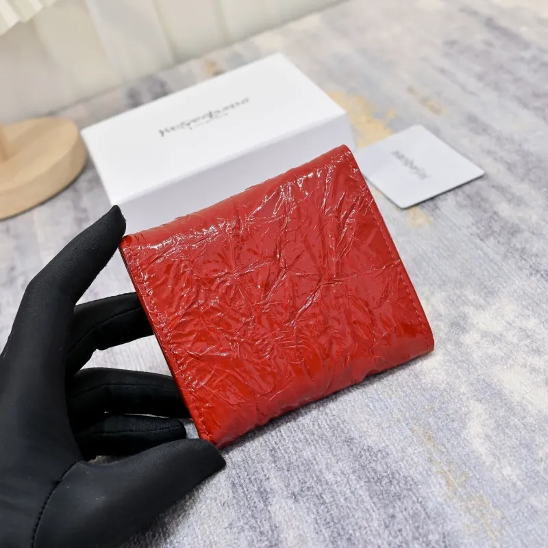 Yves Saint Laurent Red Leather Compact Wallet - Image 5