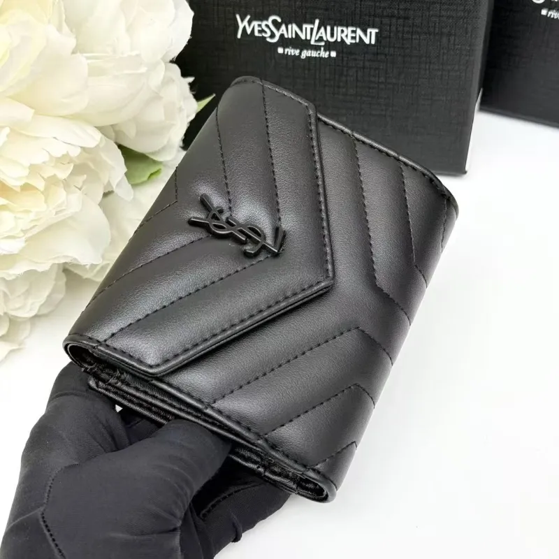 Yves Saint Laurent Black Quilted Small Wallet - Image 3