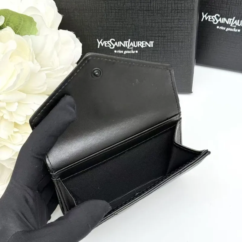 Yves Saint Laurent Black Quilted Small Wallet - Image 6