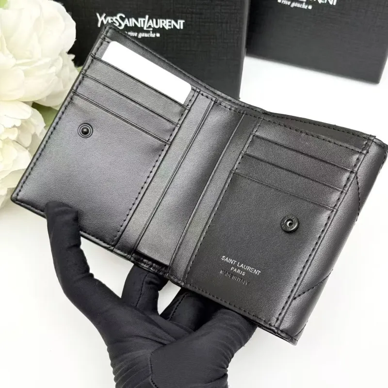 Yves Saint Laurent Black Quilted Small Wallet - Image 7