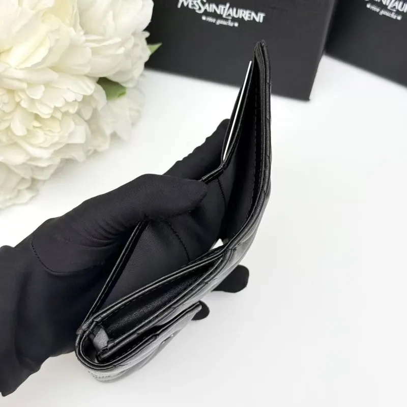 Yves Saint Laurent Black Quilted Small Wallet - Image 8
