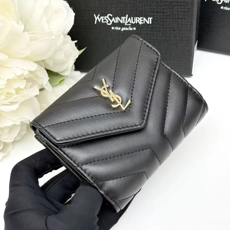 Yves Saint Laurent Black Compact Leather Wallet - Image 3