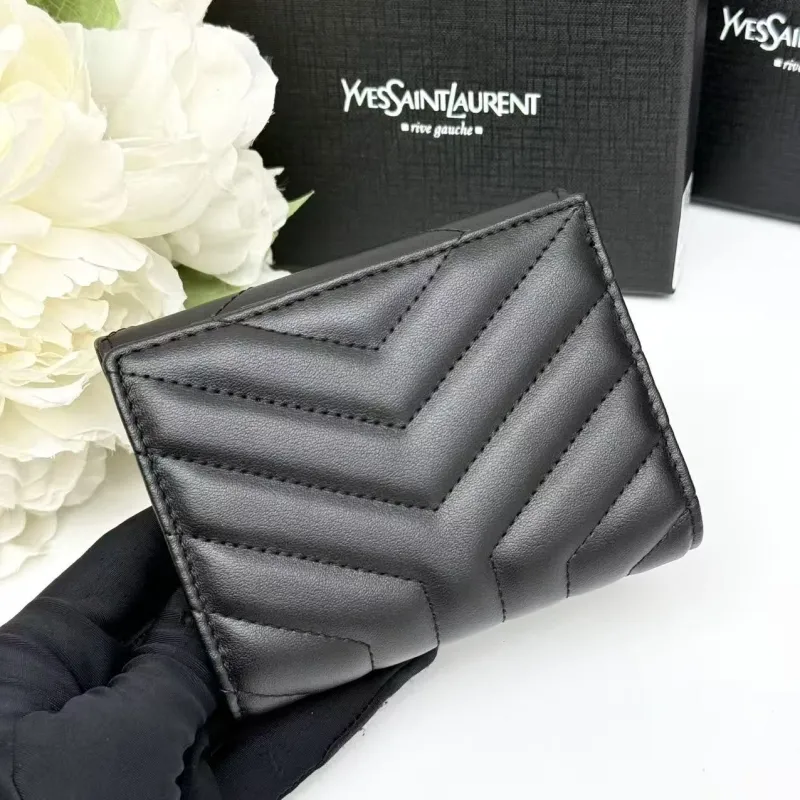 Yves Saint Laurent Black Compact Leather Wallet - Image 4