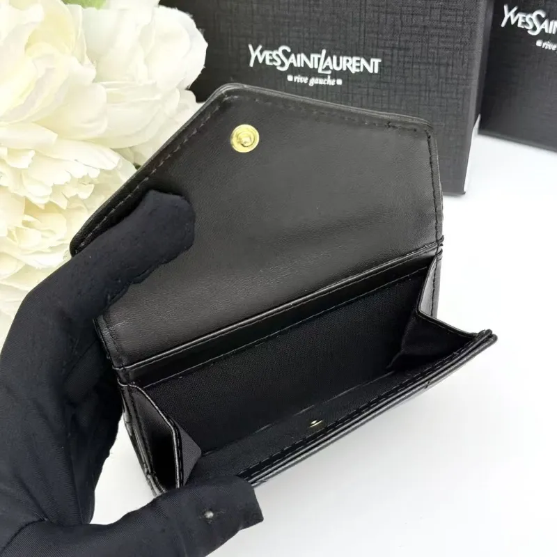 Yves Saint Laurent Black Compact Leather Wallet - Image 6