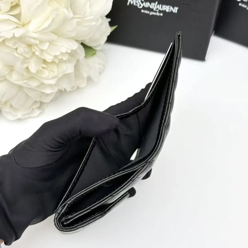 Yves Saint Laurent Black Compact Leather Wallet - Image 8