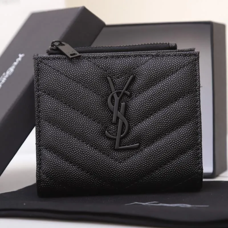Alternative view of YSL Black Caviar Leather Zip Wallet