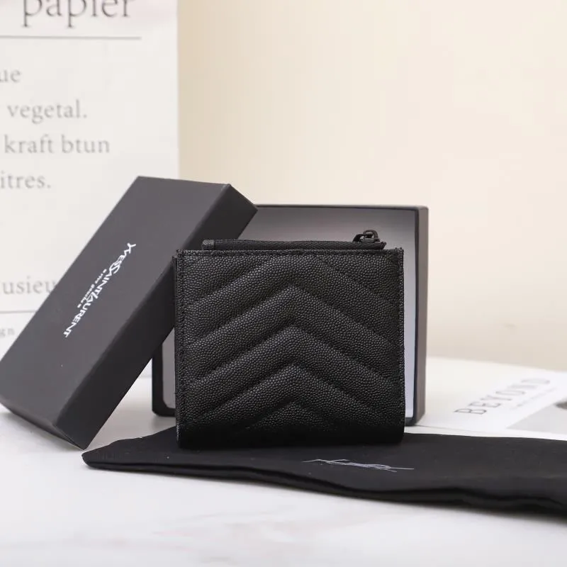YSL Black Caviar Leather Zip Wallet - Image 4