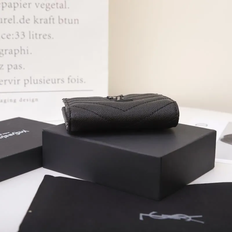 YSL Black Caviar Leather Zip Wallet - Image 5