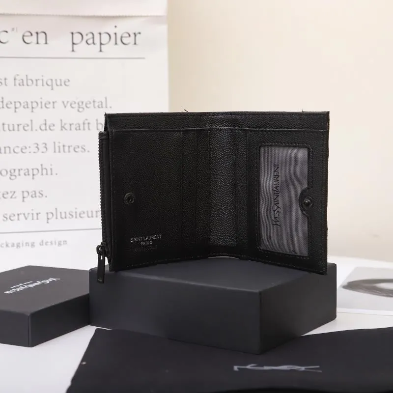 YSL Black Caviar Leather Zip Wallet - Image 6