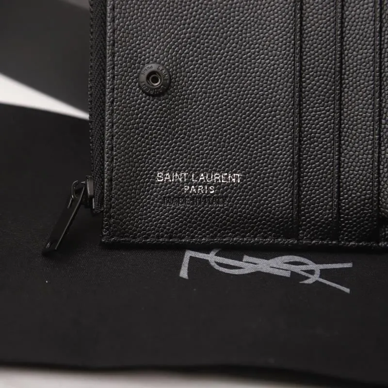 YSL Black Caviar Leather Zip Wallet - Image 7