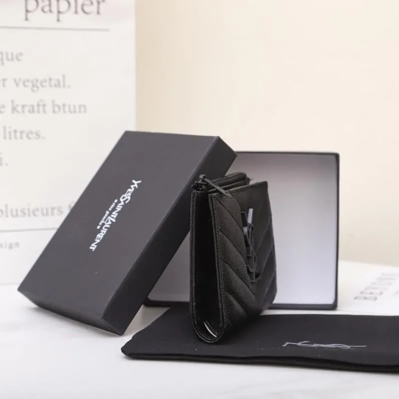 YSL Black Caviar Leather Zip Wallet - Image 8