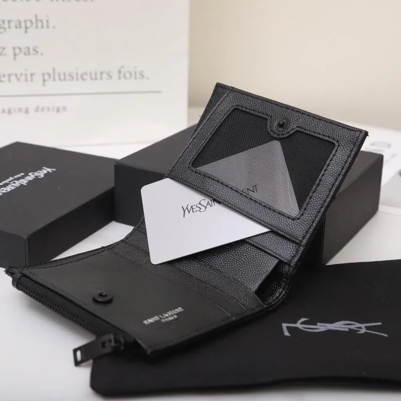 YSL Black Caviar Leather Zip Wallet - Image 9