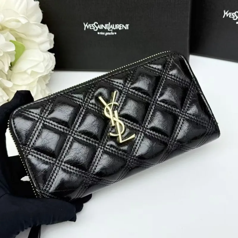 Alternative view of Yves Saint Laurent Black Quilted Leather Zip Around Wallet