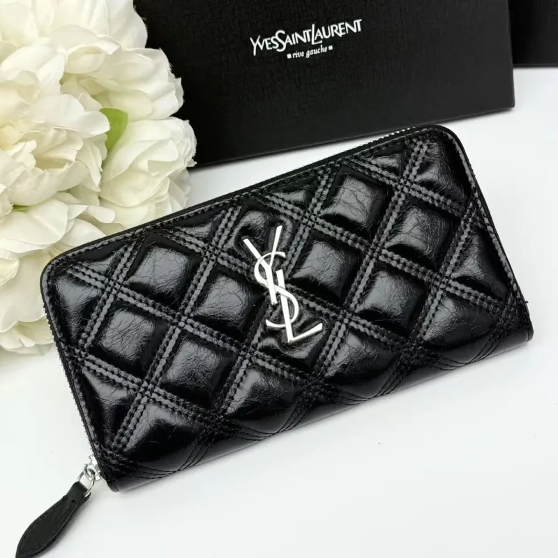 Yves Saint Laurent Black Zip Around Wallet 159