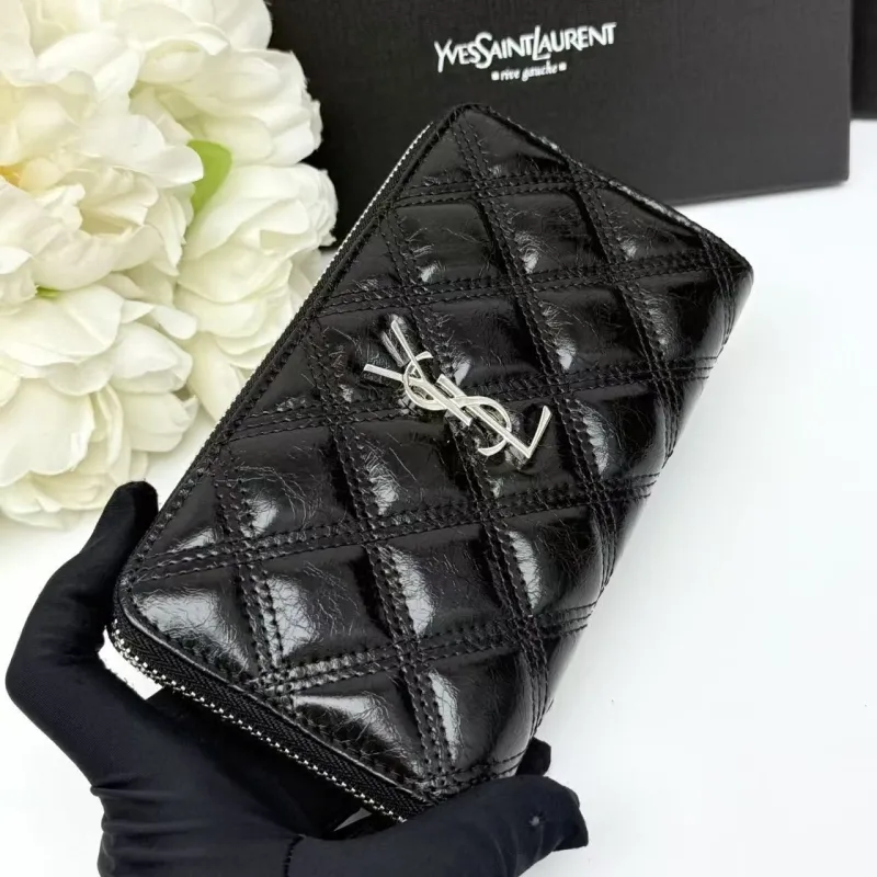 Yves Saint Laurent Black Zip Around Wallet 159 - Image 3