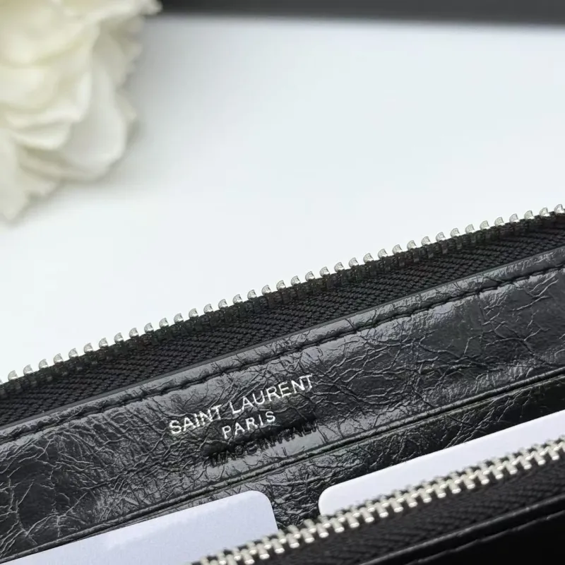 Yves Saint Laurent Black Zip Around Wallet 159 - Image 8
