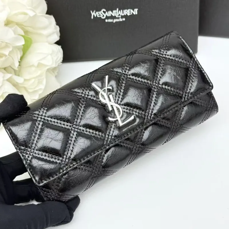 Alternative view of Yves Saint Laurent Black Quilted Leather Long Wallet