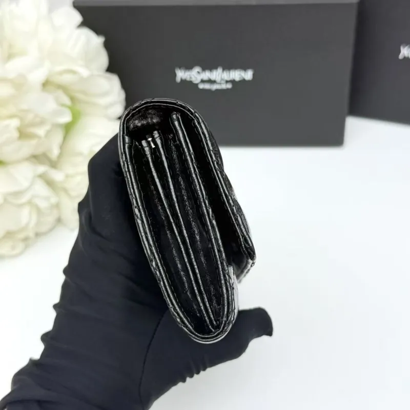 Yves Saint Laurent Black Quilted Leather Long Wallet - Image 5
