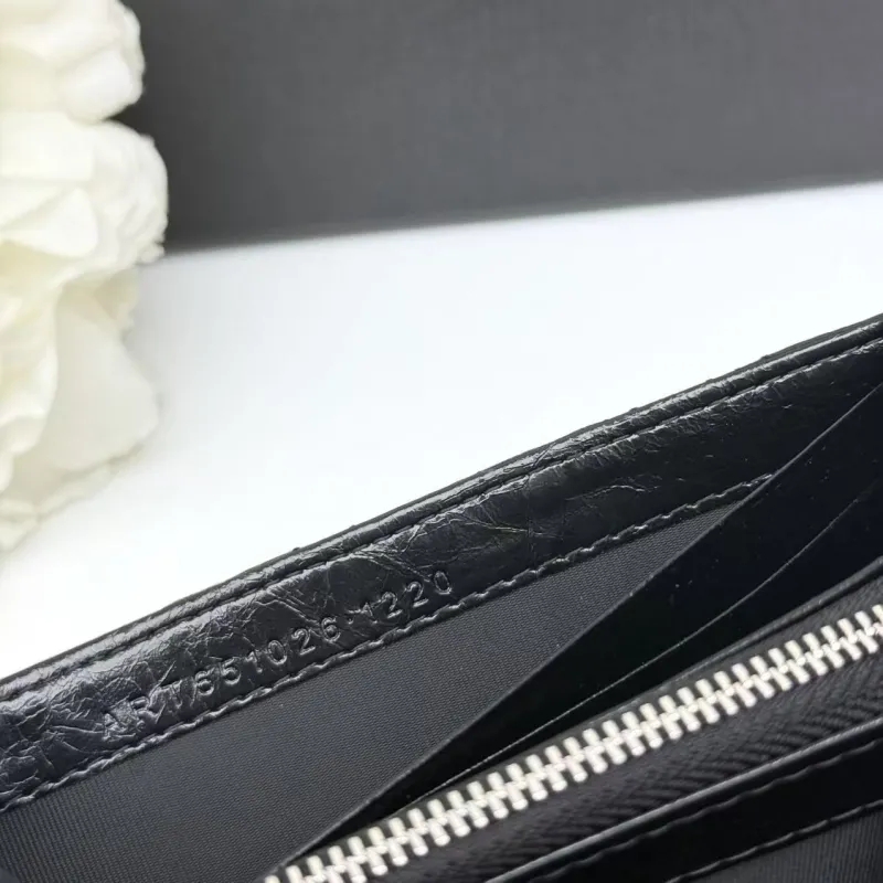 Yves Saint Laurent Black Quilted Leather Long Wallet - Image 9