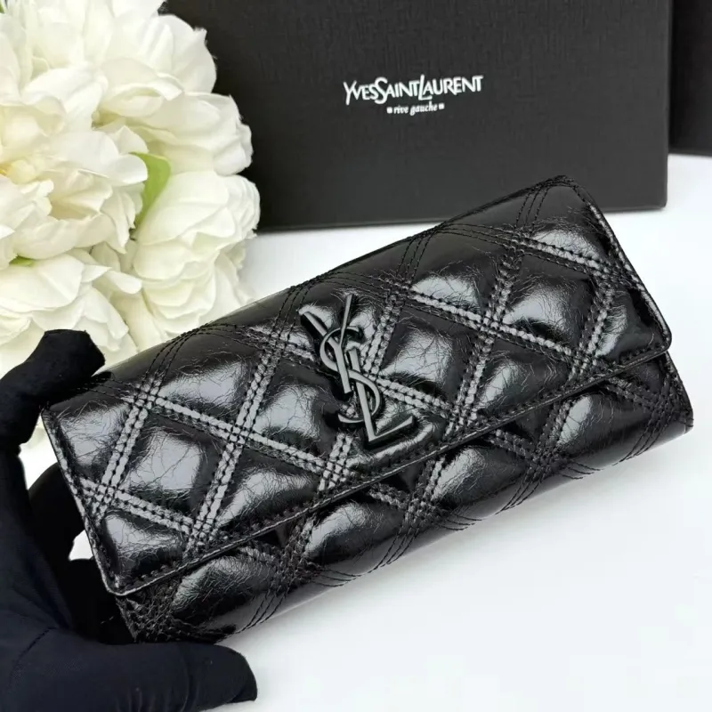 Alternative view of YSL Black Quilted Continental Wallet