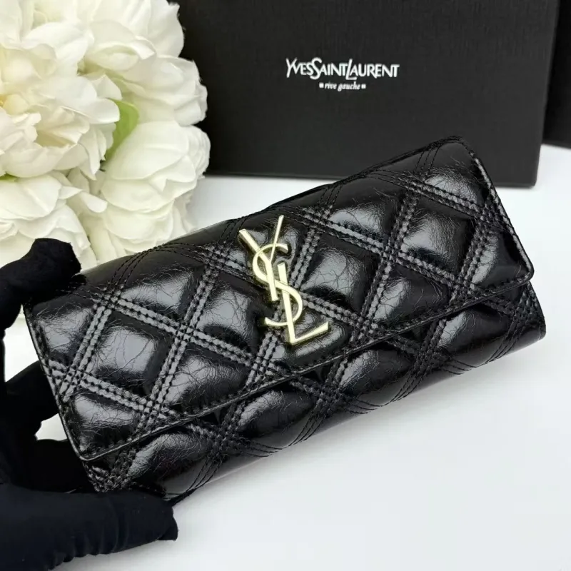 Alternative view of YSL Black Quilted Long Wallet 162