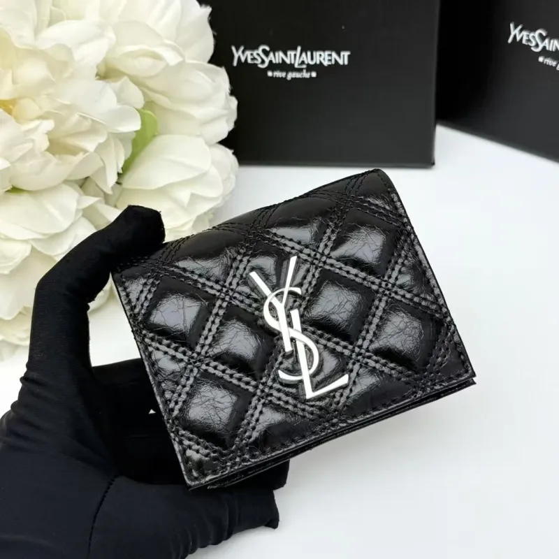 Alternative view of YSL Black Quilted Leather Compact Wallet