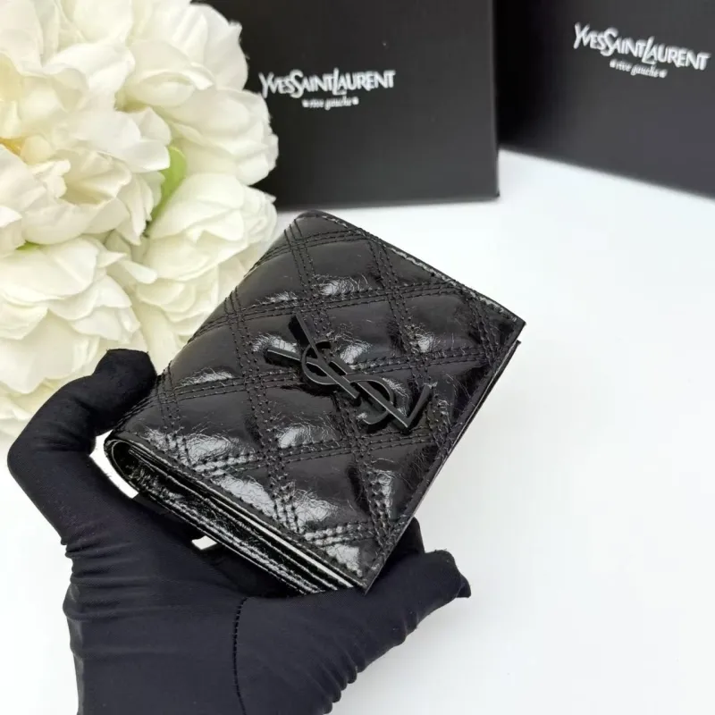 Yves Saint Laurent Black Quilted Leather Wallet - Image 3