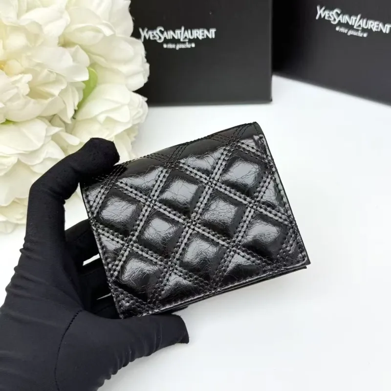 Yves Saint Laurent Black Quilted Leather Wallet - Image 4