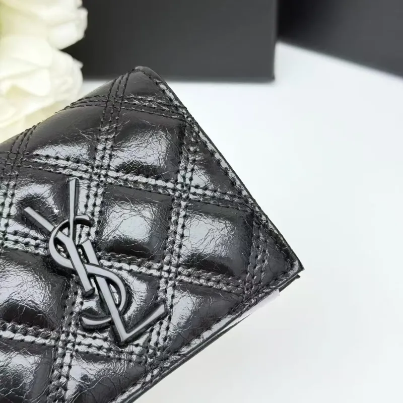 Yves Saint Laurent Black Quilted Leather Wallet - Image 5