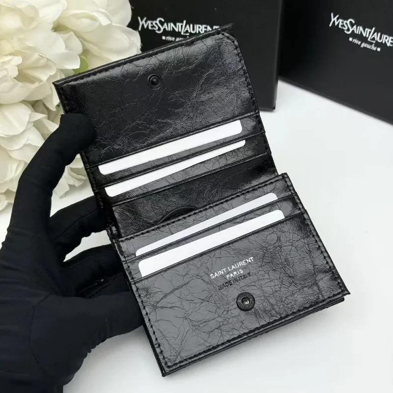 Yves Saint Laurent Black Quilted Leather Wallet - Image 6