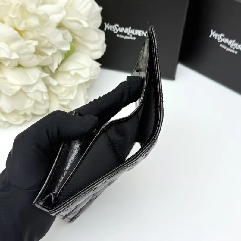 Yves Saint Laurent Black Quilted Leather Wallet - Image 7