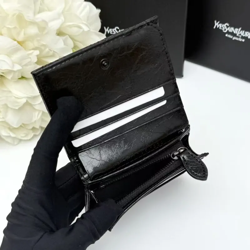 Yves Saint Laurent Black Quilted Leather Wallet - Image 8