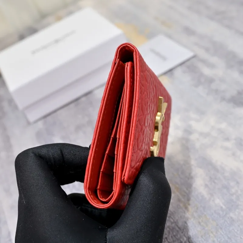 YSL Red Leather Compact Wallet 166 - Image 3
