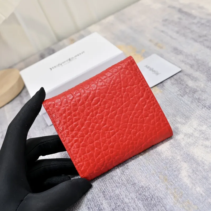 YSL Red Leather Compact Wallet 166 - Image 4